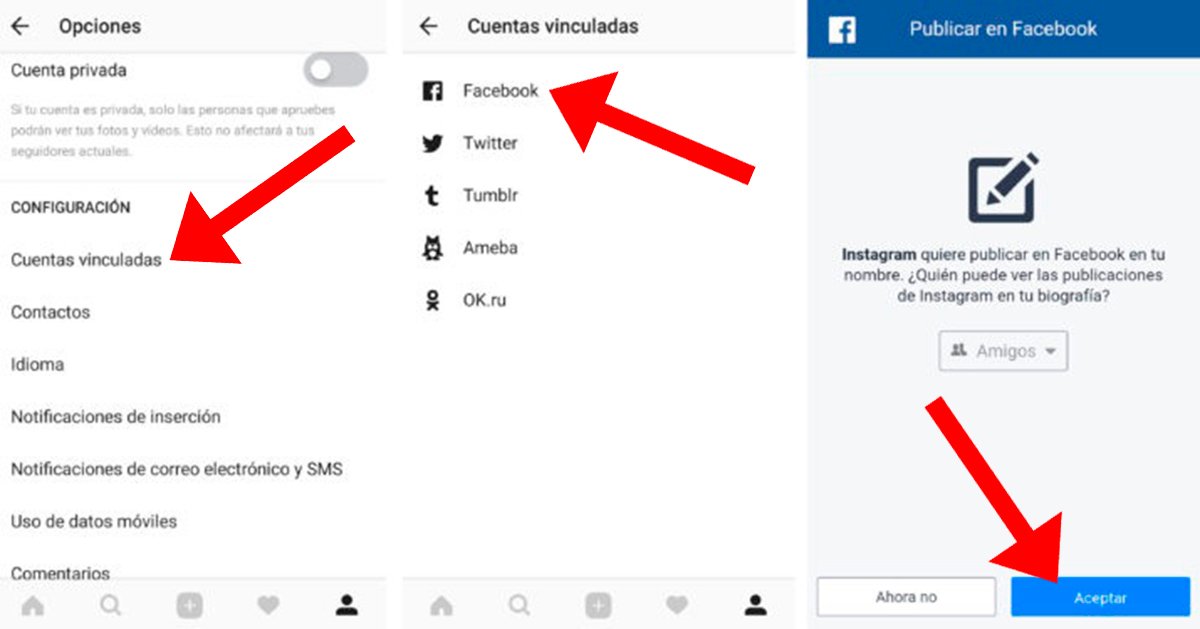 conectar facebook con instagram