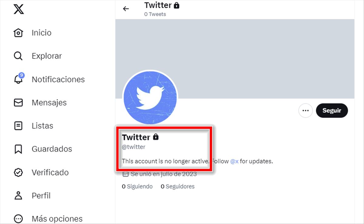 cuenta de twitter